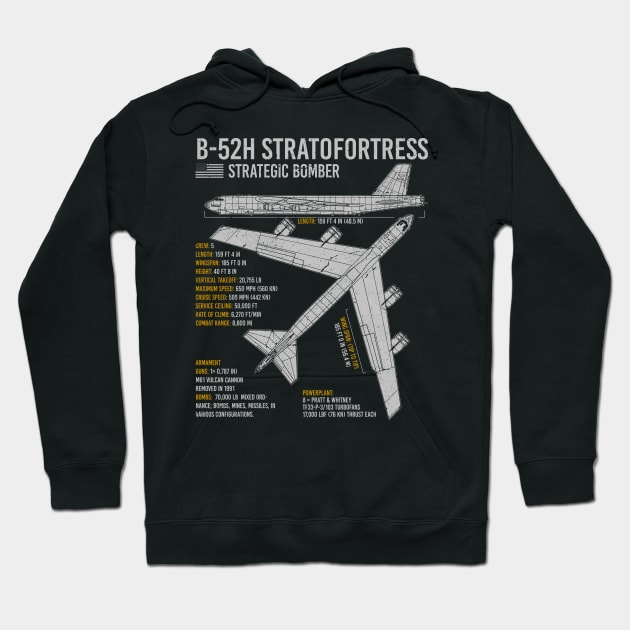 B-52 Stratofortress Blueprint American Bomber Hoodie by BeesTeez